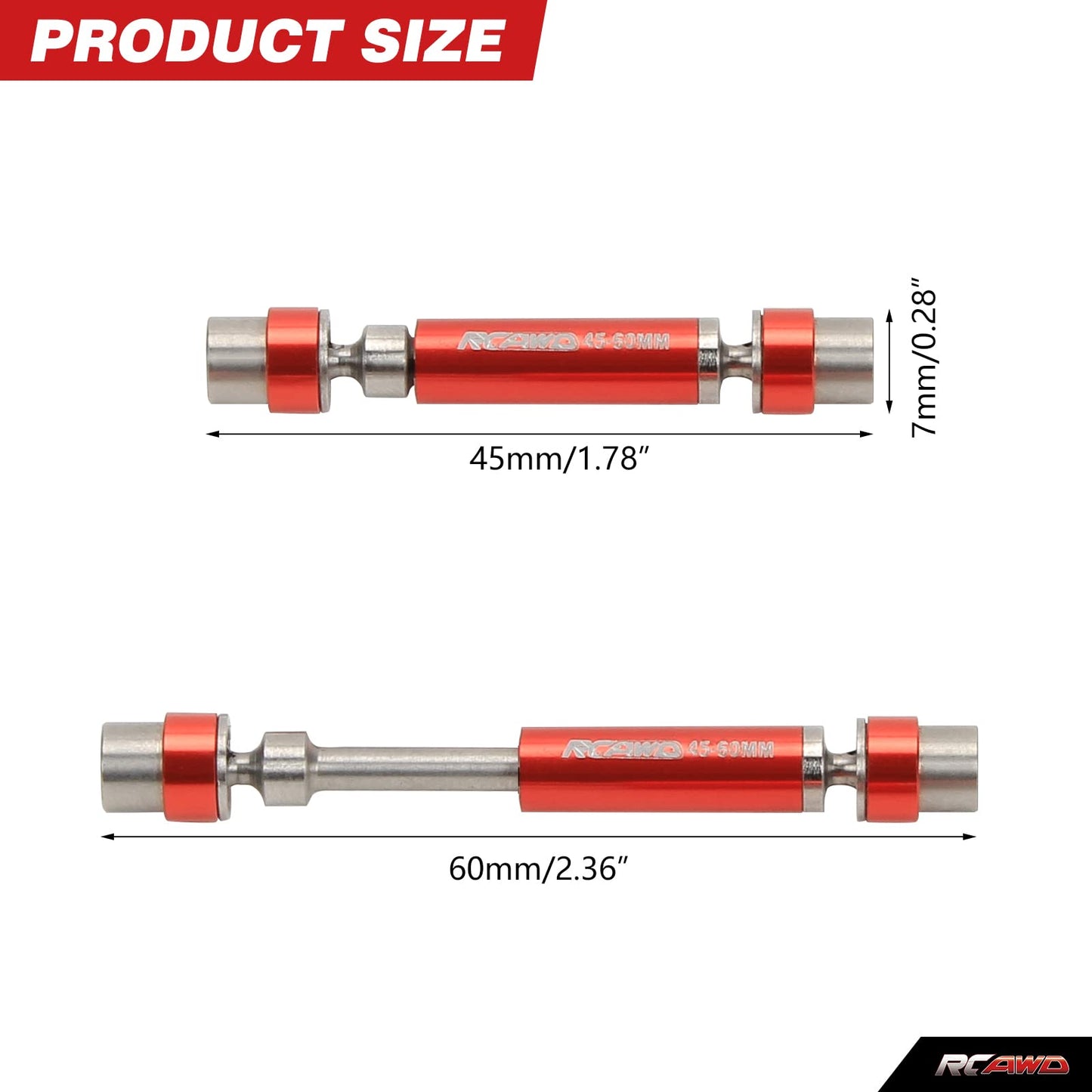 RCAWD for FMS FCX24 1/24 Upgrades CVD Front & Rear Center Drive Shaft, 45-60mm Axle Parts Blue