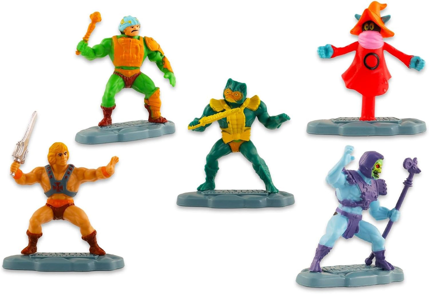 Masters Of The Universe Action Figures For Kids - Bundle With 5 Mini Figurines Featuring He-Man, Skeletor, Orko, And More Plus T