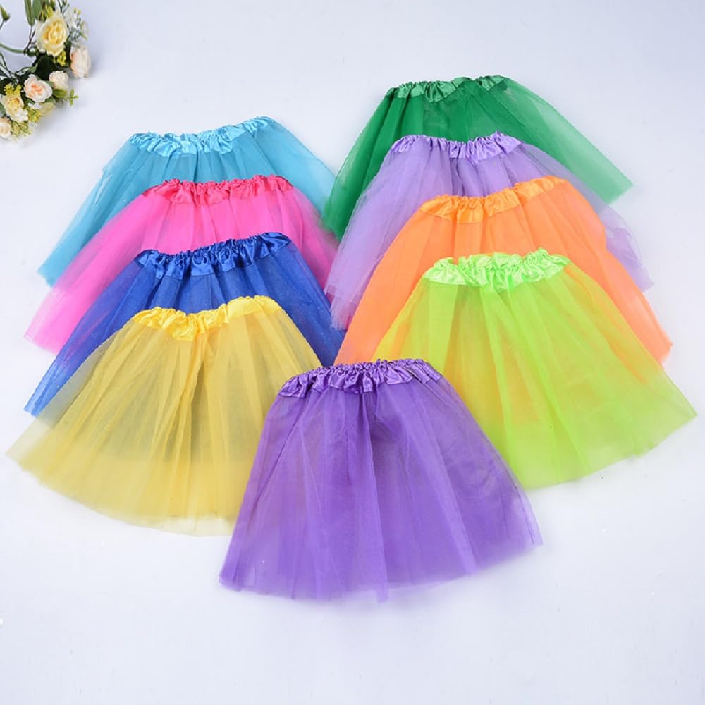 2-8Years Girls Tutu Classic Elastic 3 Layered Tulle Skirt Tutu For Toddler Girl (Yellow)