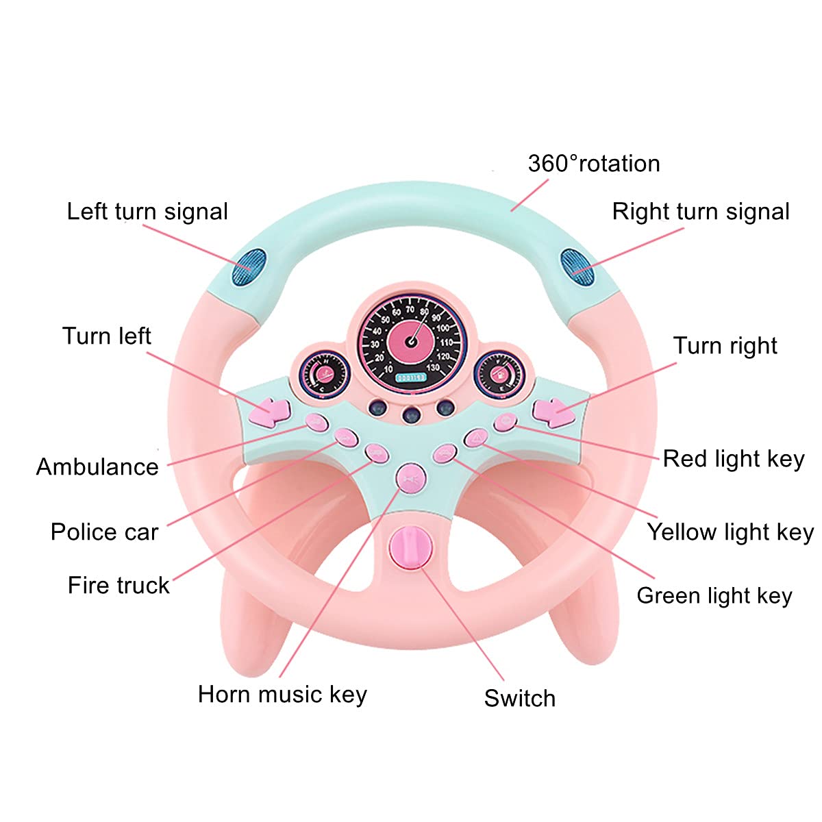 Xhsp Steering Wheel Toy With Lights Music, Simulated Driving For Toddlers Pretend Play Toy Adsorption Driving Wheel For Kids (Style 1)