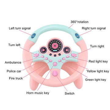 Xhsp Steering Wheel Toy With Lights Music, Simulated Driving For Toddlers Pretend Play Toy Adsorption Driving Wheel For Kids (Style 2)
