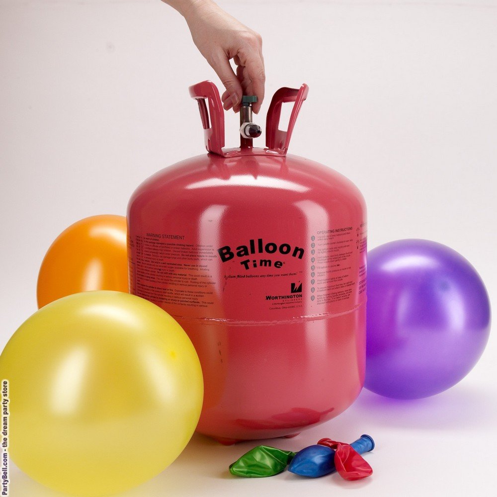 Balloon Time Jumbo Helium Tank - Portable Inflator for Parties, 14.9 ft³, Eco-Friendly, Red, Model 347138