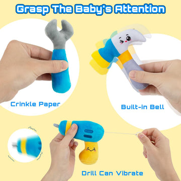 teytoy My 1st Toolbox Playset, Baby Tool Set for 1 Year Old, Pretend Play Construction Toy with Zippered Tool Box, Montessori St