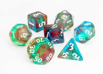 Vvpesca D&D Dice Set Of 7Pcs Green Clear Mixed Color - Dnd Dice Set For D&D, Coc, Ttrpgs, Dungeons And Dragons, Mtg, Role Playin