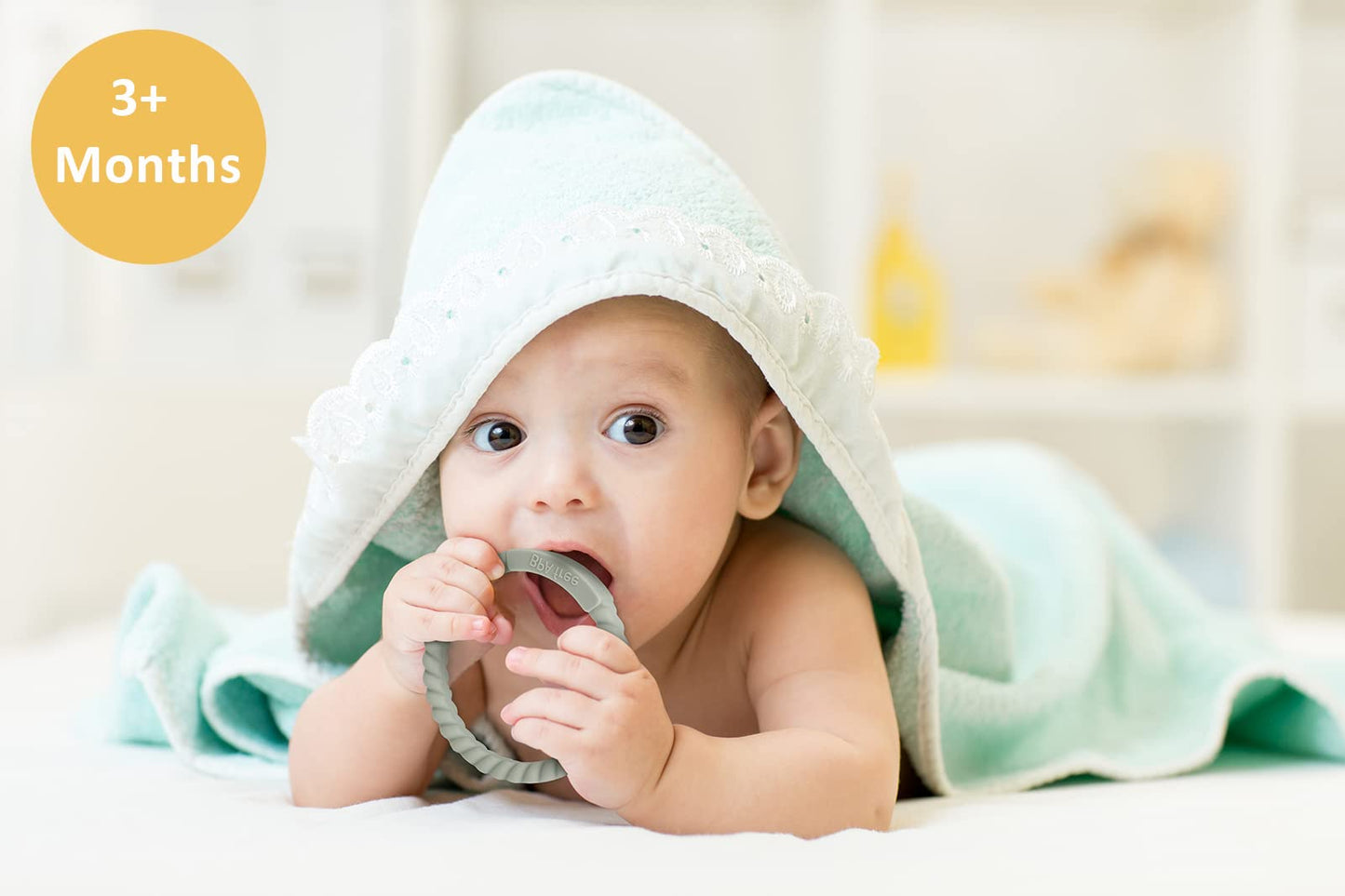 Socub Silicone Baby Teether Toy, 4 Pack Bpa Free Soft Silicone Teether Bracelets For 3+Month Babies, Wearable As Bracelets, Baby Chew Toy (Sage/Ether)