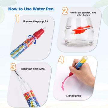 Joyfia 8 Pieces Water Doodle Pens Replacement Water Markers, Drawing Doodle Pens for Toddlers Kids Painting, Mess Free Coloring