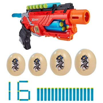 Xshot Dino Attack Dino Striker Foam Dart Blaster (16 Darts, 4 Eggs) By Zuru (4866)