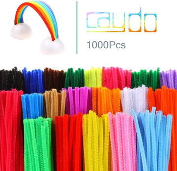Caydo 1000 Pieces Pipe Cleaners Assorted 20 Colors Chenille Stems Bulk for Kids Art and Crafts Projects and Decorations(6 mm x 1