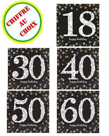 Amscan 511544 Sparkling Celebration 30' Luncheon Napkins, 16 Pcs, Birthday