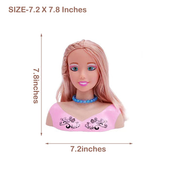 Konhaovf Doll Head For Hair Styling And Make Up For Little Girls, Small Styling Head Doll With Hair Accessories For Girls Makeup
