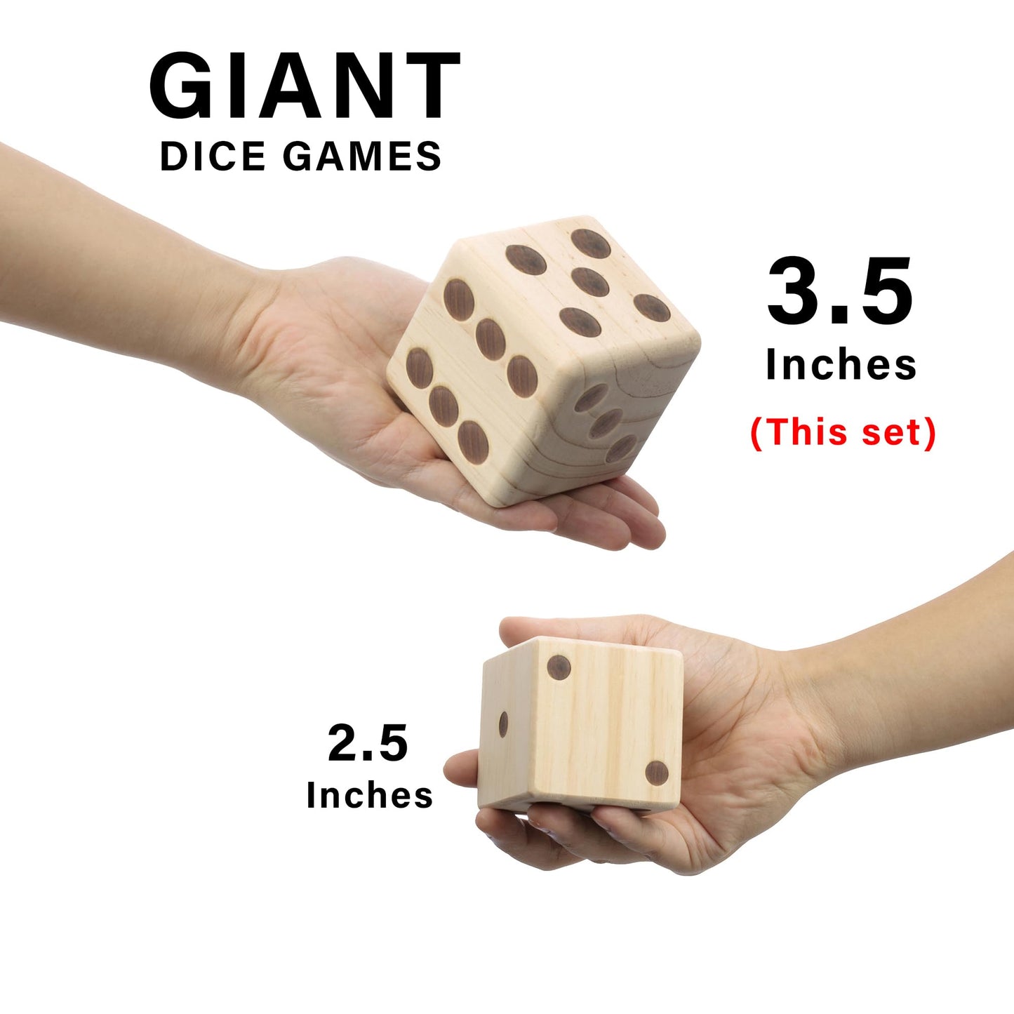 Giant Wooden Yard Dice, Outdoor Games Set Of 6 With Two Games Party Lawn Games