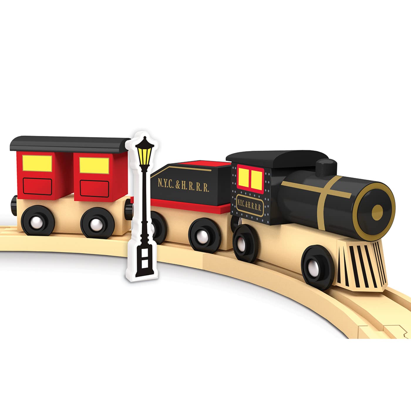 Masterpieces Wood Train Sets - Lionel Original Steam Engine 3 Piece Train Set - Officially Licensed Toddler & Kids Toy
