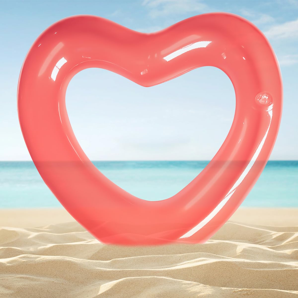 Kid Heart Pool Float Kid Pool Floats Water Fun Beach Party Toys for Kids Birthday Scene Layout Props. (18 in Transparent red