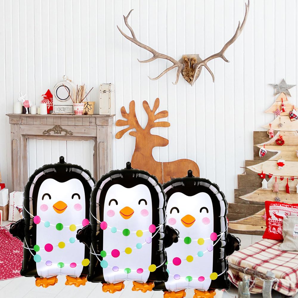 Hadckja Penguin Balloons Christmas Balloons Penguin Foil Balloons For Christmas-Themed Party Birthday Party Supplies Decorations