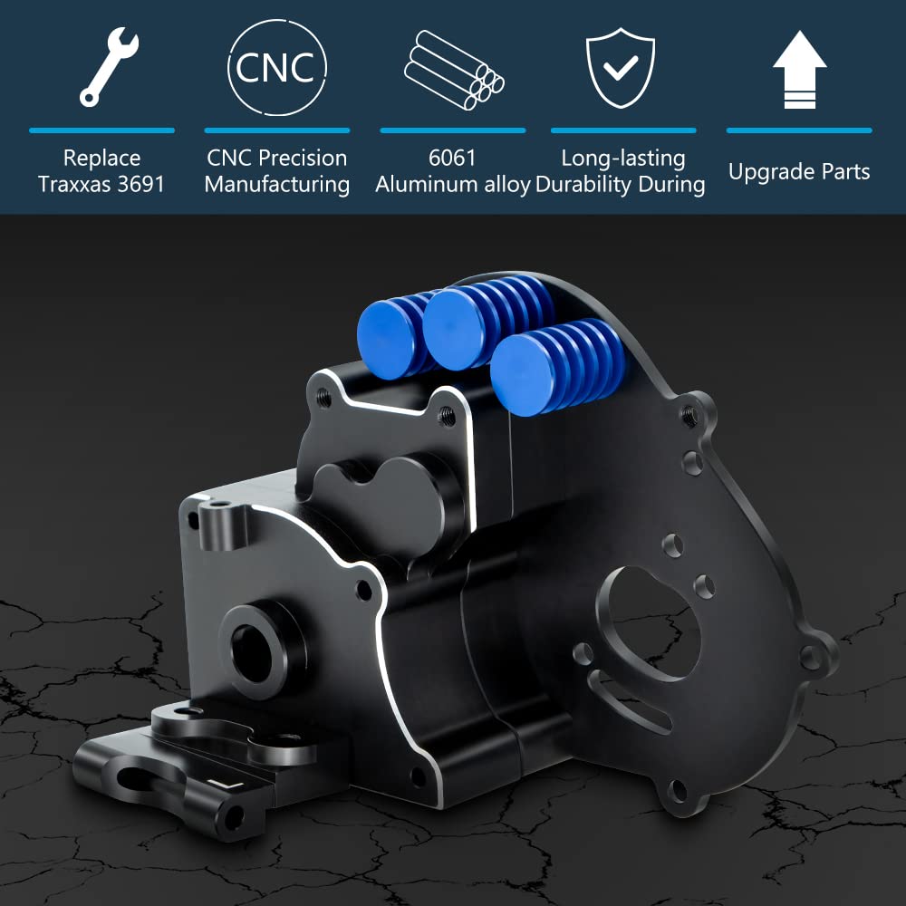GLOBACT for 1/10 Slash 2wd Transmission Stampede Rustler 2wd Aluminum Transmission Case Gearbox Parts with Aluminum Motor Plate