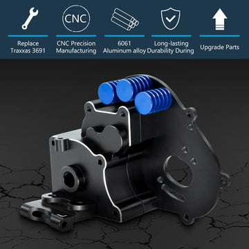 GLOBACT for 1/10 Slash 2wd Transmission Stampede Rustler 2wd Aluminum Transmission Case Gearbox Parts with Aluminum Motor Plate