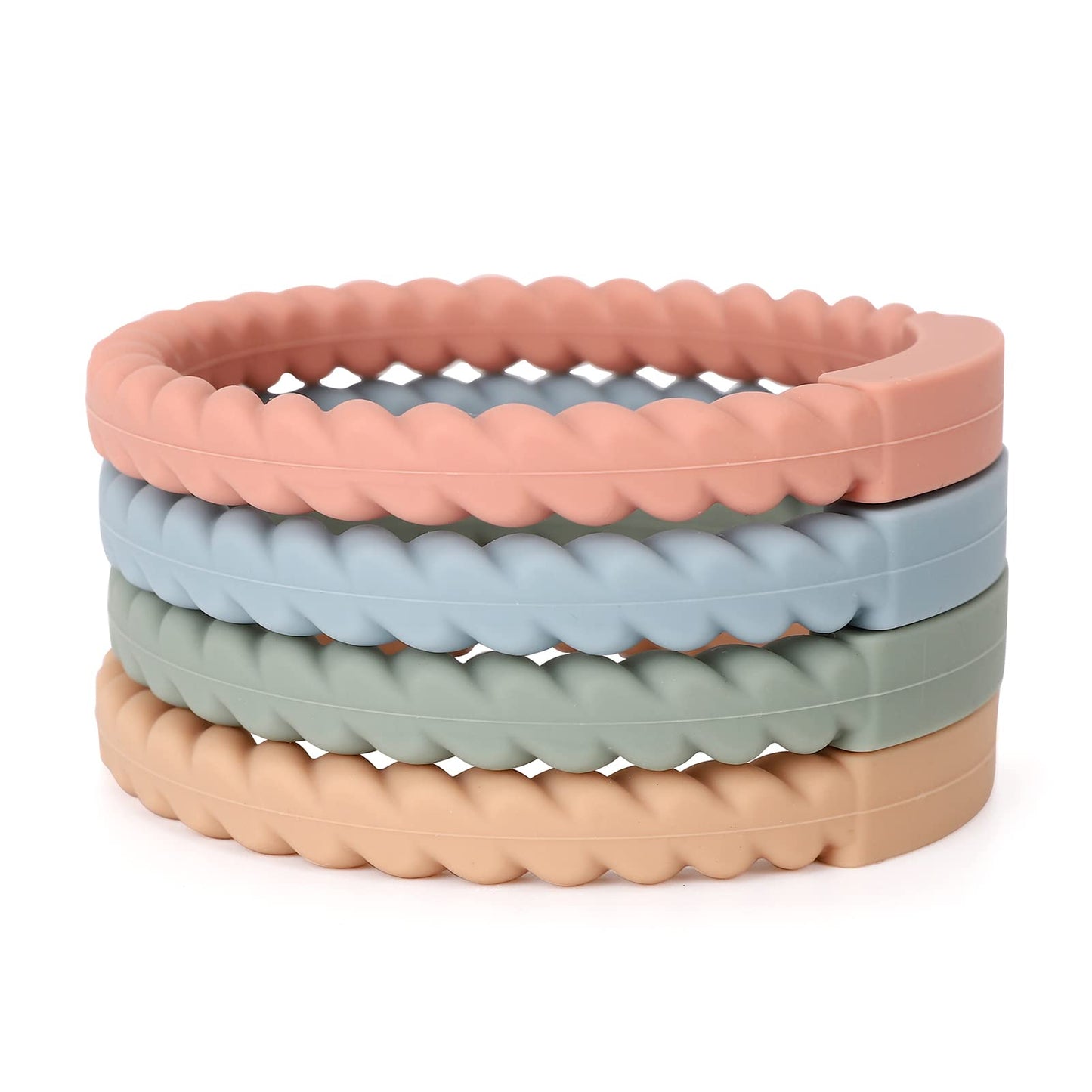 Socub Silicone Baby Teether Toy, 4 Pack Bpa Free Soft Silicone Teether Bracelets For 3+Month Babies, Wearable As Bracelets, Baby