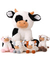 Vposyako 5 Pieces Cow Stuffed Animals For Boys Girls, 1 Mommy Cow With 4 Babies Soft Plush Toy Set Gifts For Kids Children 3 4 5