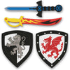 Liberty Imports 4 PCS Dual Foam decorative replica blade and Shield Combo Playset - Medieval Combat Warrior Joust Dragon Knights Lightweight Set Costume Role Play Accessories for Kids Boys Girls