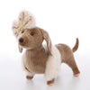 CU-MATE 13-Inch Dachshund Stuffed Animal - Realistic Plush Toy Dog with Bow Tie