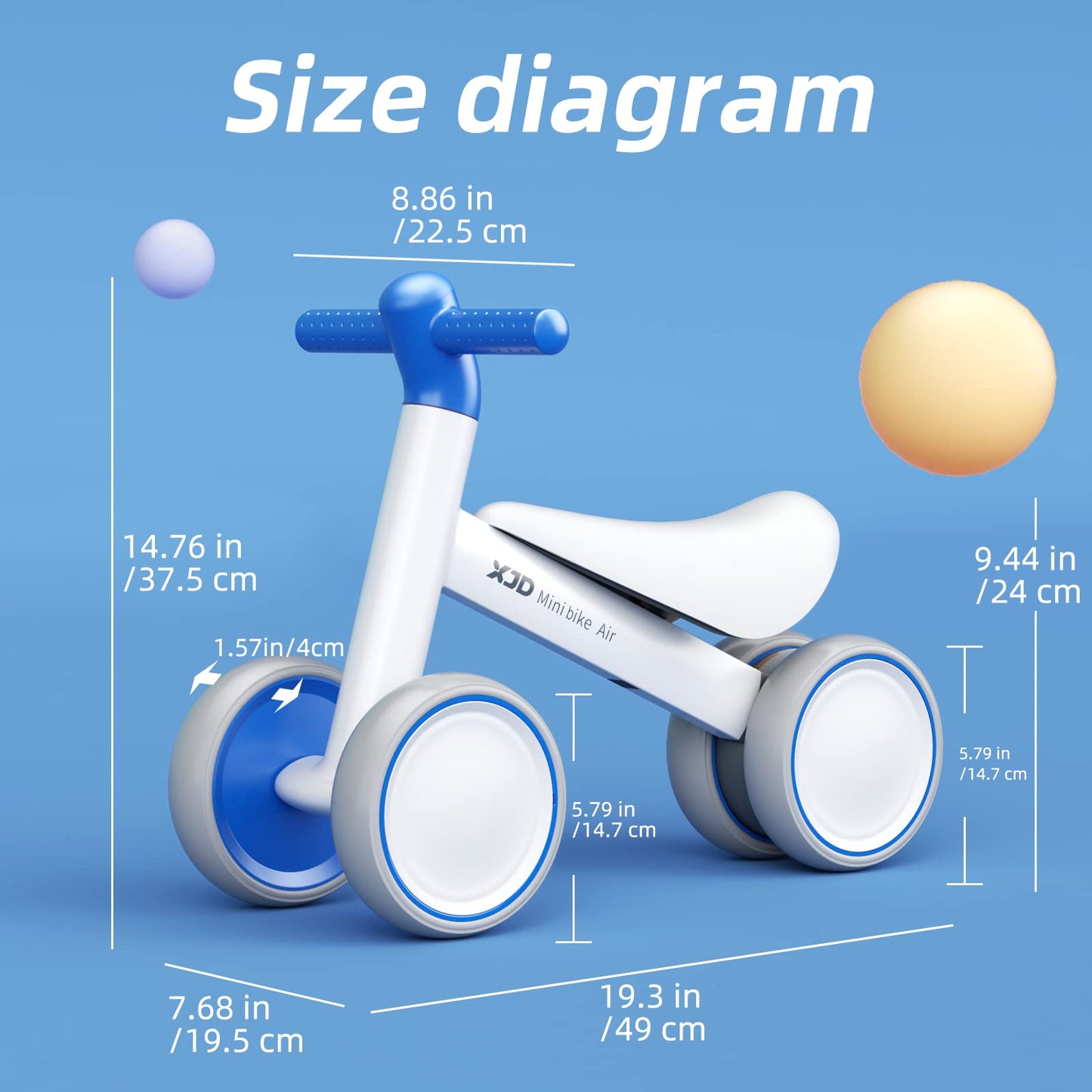 Xjd Baby Balance Bikes Bicycle Baby Toys For 1 Year Old Boy Girl 10 Month -36 Months Toddler Bike Infant No Pedal 4 Wheels First Bike Or Birthday Gift Children Walker (White Blue)