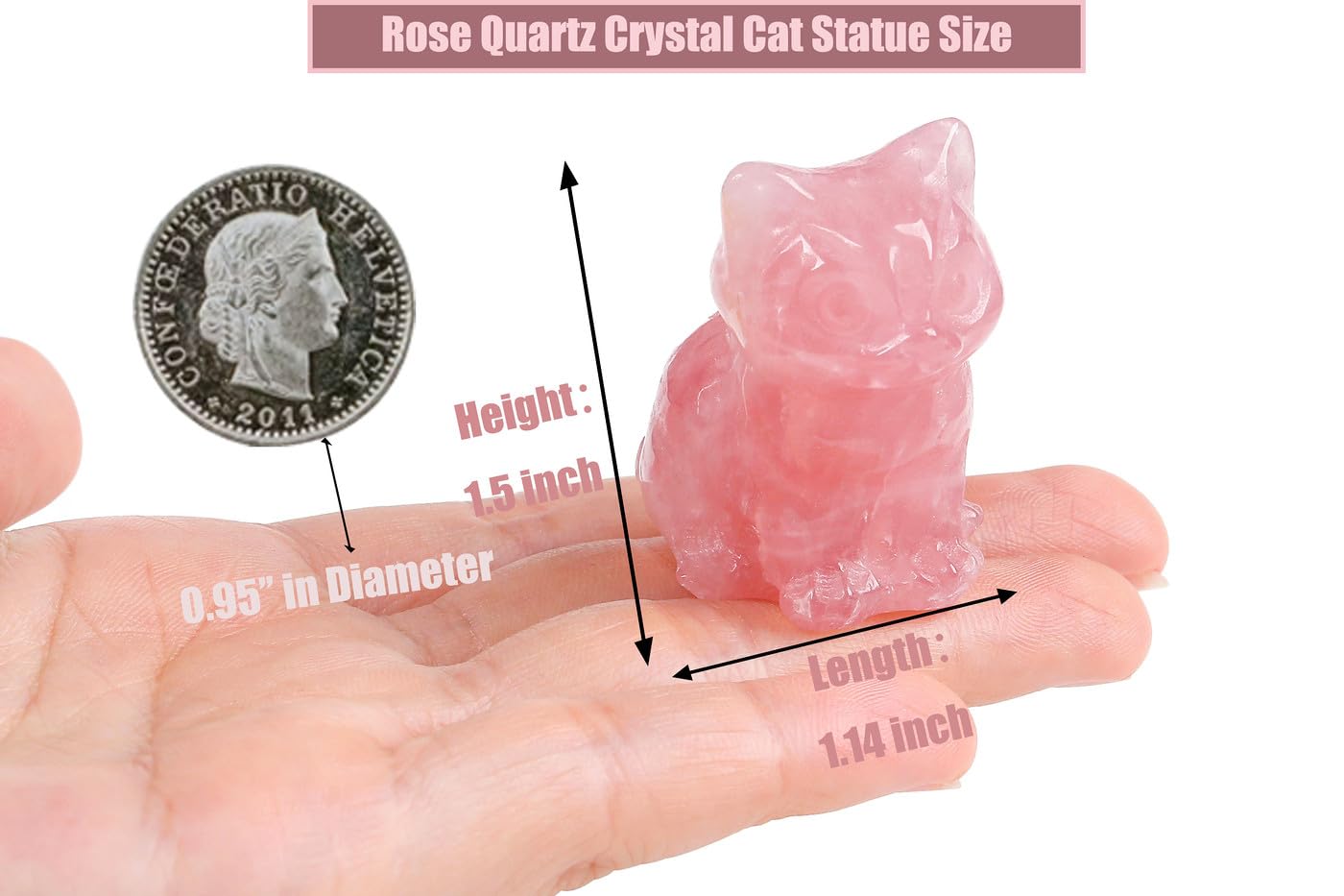 Duqguho Cat Decor Rose Quartz Cat Crystal Figurines Crystals Gifts For Cat Lovers Men Women Lucky Cute Cat Statue For Room Desk