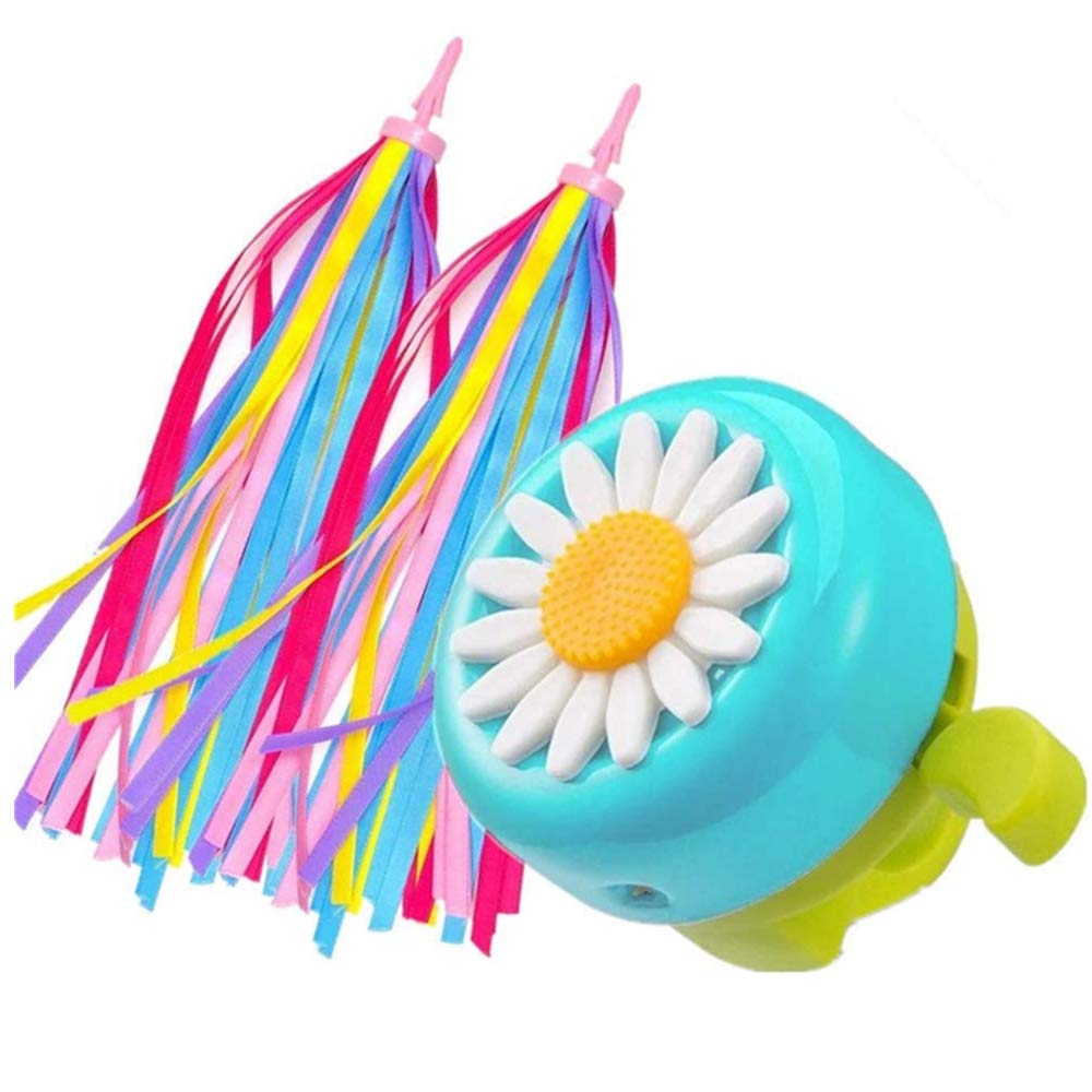 Kortes 1 Pack Kids Bike Bell And 2 Pack Kids Bike Streamers For Children'S Bike Accessories (Pink, Red,& Blue) (Blue & Green)