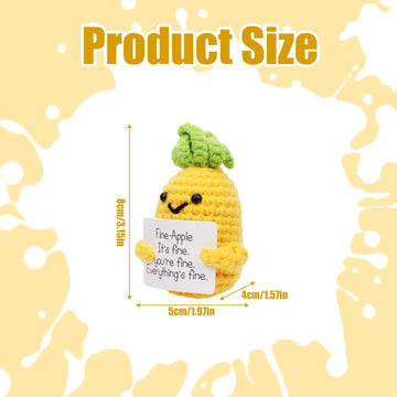 Nqeuepn Funny Positive Pineapple, 3.15 Inch Knitted Pineapple Potato Toy With Encouraging Card Creative Cute Emotional Support Crochet Pineapple Doll For Festival Party Decoration Encouragement Gift