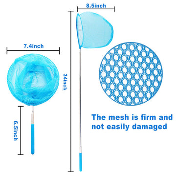 Shindel Telescopic Butterfly Fishing Nets - 6 Pack, Extendable 6.5" to 34", Multi-Color, Durable Metal, Ideal for Kids