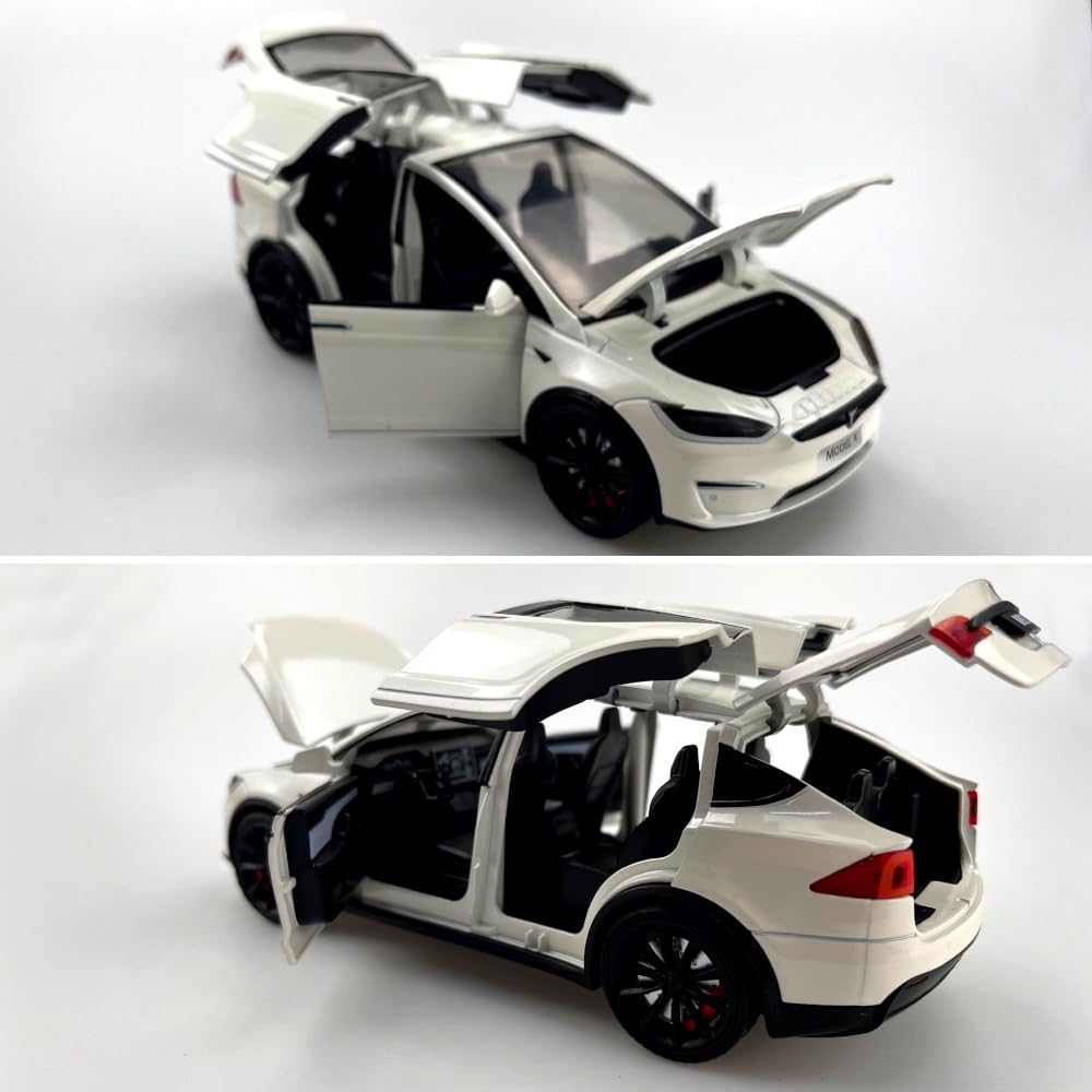 1:24 Scale Model X Alloy Car Model Diecast Toy Vehicles for Kids, car Model X Gull Wing Door,Pull Back Alloy Car with Lights and