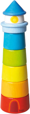 Haba Wooden Stacking Toy Rainbow Lighthouse, 8-Piece Building Blocks Set Made In Germany, Educational Wooden Toddler Toys For Motor Skills, Ages 1 And Up