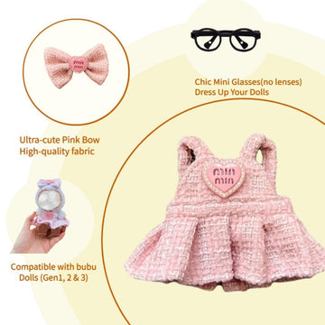 Ciunura 2025NEW Trendy Doll Clothes for 5.9-6.7Inches Doll Designed for Bubuclothes Fashional Outfit Sets Perfect for Your 15&17cm Dolls Dress up(Pink Skirt 2 Pcs Set)