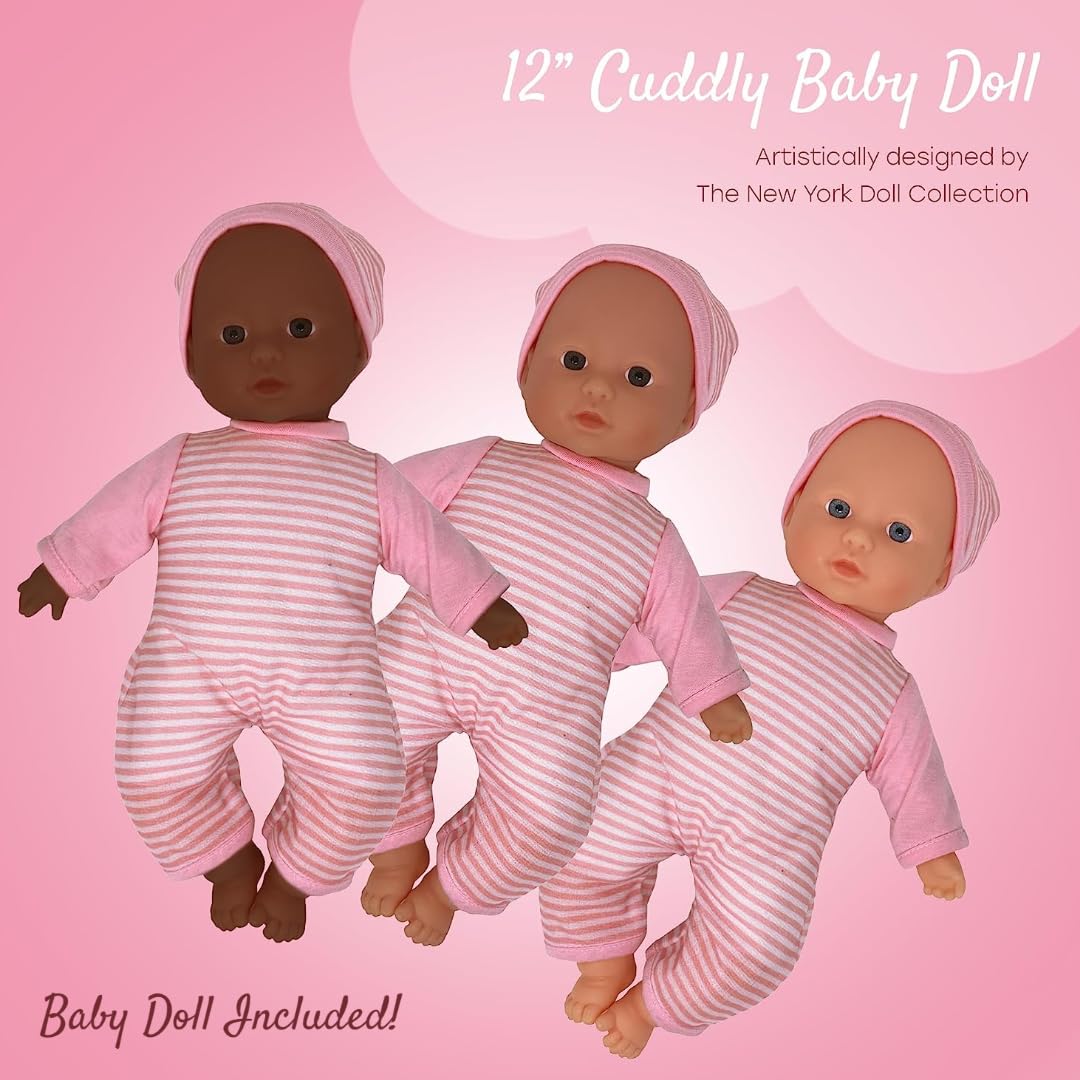 Baby Doll Set With 12 Inch Soft Baby & Foldable Small Baby Doll Walker, Soft Baby Doll Accessories Set, Baby Doll Toys, Baby Doll With Accessories, Learn To Walk Baby Dolls For Toddlers 3+
