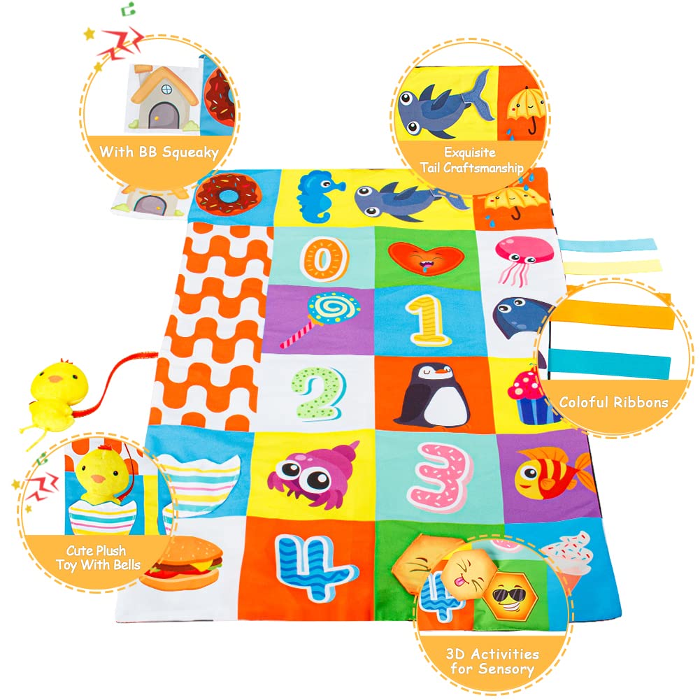 Teytoy Tummy Time Mirror Infant Toys Newborn Toys 0-3 Months Black And White High Contrast Pattern, Tummy Time Mat With Crinkle Paper, Baby Teether For 4 6 9 12 Month Crinkle Sensory Development Toys