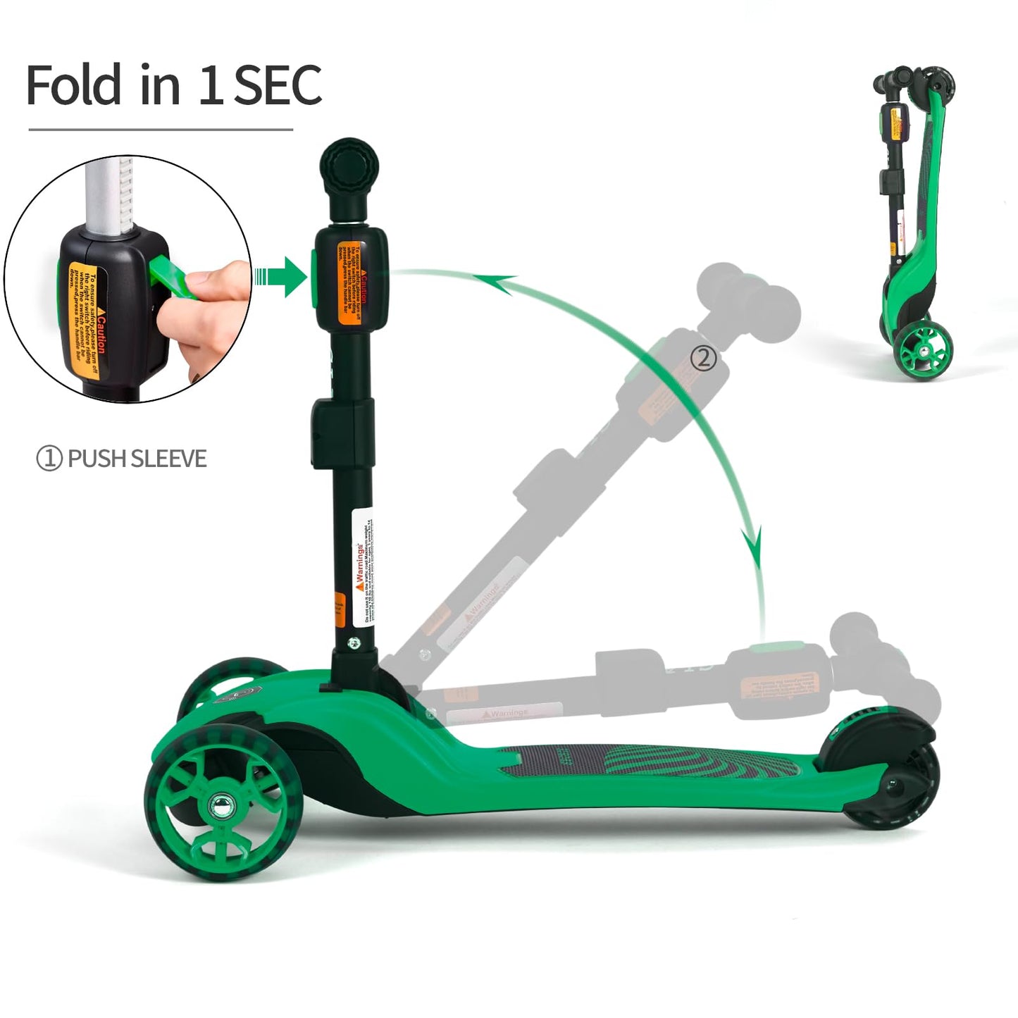 Glamup Kick Scooter For Kids Ages 3-14, 3 Wheel For With Led Lights, Foldable Kids Scooter With Adjustable Height, Extra Wide De