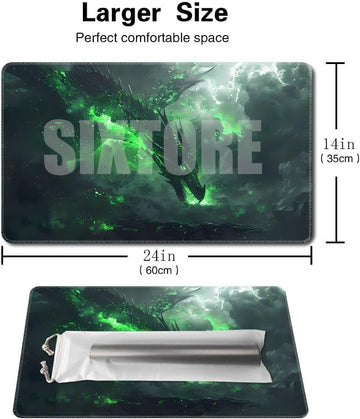 SIXTORE enhanced Board Game 24x14in TCG Playmat Compatible for OCG CCG RPG MTG Play Mats Mousepad Desk Mat (040322-Green Dragon)