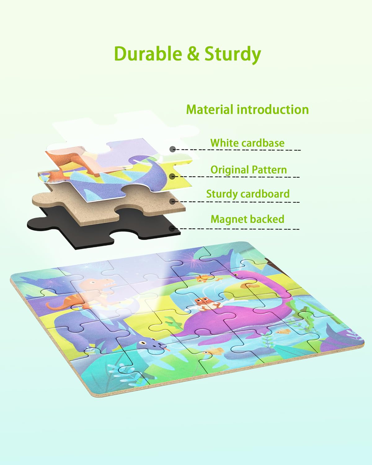 Dinosaur Magnetic Puzzles for Toddlers 3-5, 3 in 1 Travel Puzzles Book Games for Kids Ages 2-4, Travel Games and Toys for 3 4 5