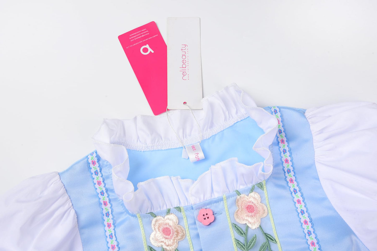 Relibeauty Kids Girls Dirndl Dress Oktoberfest Costume German For Girls,Blue & Pink,150