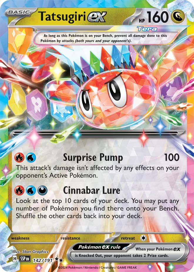 Pokemon - Tatsugiri ex 142/191 - Surging Sparks - Tera Double Rare - Foil Single Card