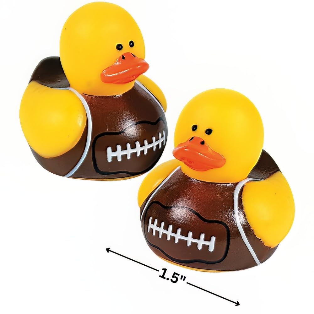 Fun Express Mini Football Rubber Ducks (Set of 24) Rubber Duckies-Tabletop Decor Accents, Party Favors, Novelty Gifts