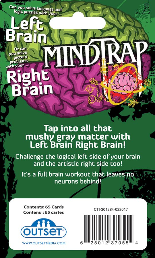 Outset Media MindTrap Game - Left Brain Right Brain Challenge for Ages 12+ - Gray - Model 37055 - Fun for 1 or More Players