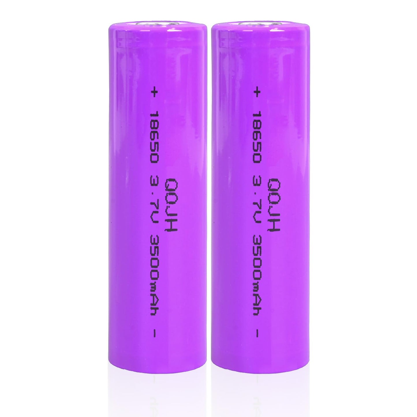 QOJH 2 Pack 18650 Rechargeable Battery Flat Top 3.7V Lithium Batteries 3500mAh High Capacity for LED Flashlights, Headlights, Ca