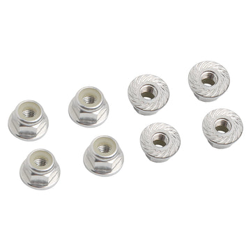 GDOOL 8PCS Flange M4 Lock Nuts Serrated Nylon Self-Tightening Aluminum M4 Wheel Hardware for Axial HPI TLR ECX Model RC Car Vehi