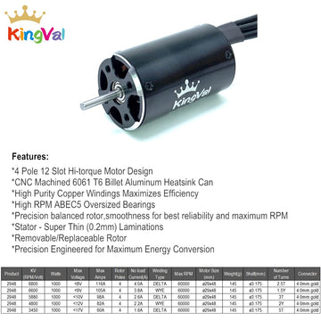 KingVal Replacement 2948 4800KV Brushless Motor Shaft 3.175mm with Water Cooling Jacket Compatible with RC Boat