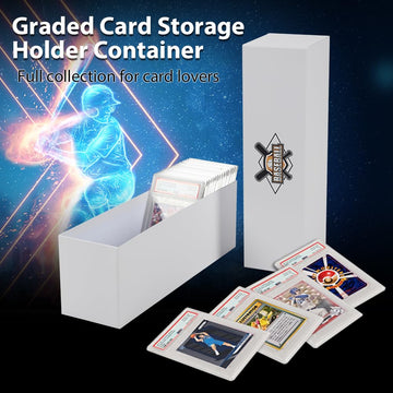 G-PLUS Graded Card Storage Box Holds 50-55 Graded Cards Holder Container (White)