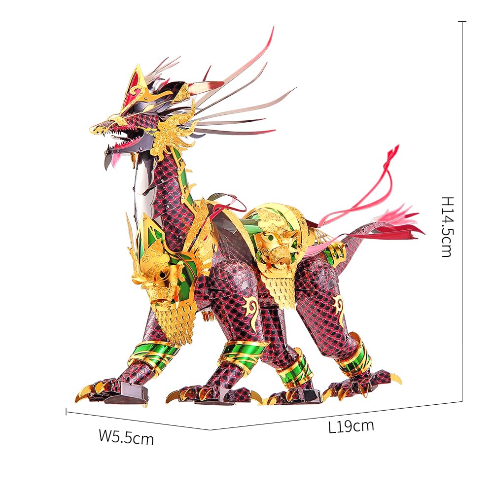 Piececool 3D Metal Puzzle For Adults, Auspicious Kirin Metal Model Building Kits, Brain Teaser Puzzles Diy Craft Toys, Perfect Birhtday Gifts For Teens Man Woman Family- 164 Pcs