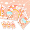 3Pcs Groovy Themed Tablecloths-Groovy Party Supplies Hippie Rainbow Rectangular Plastic Table Covers Daisy Groovy Themed For Gir