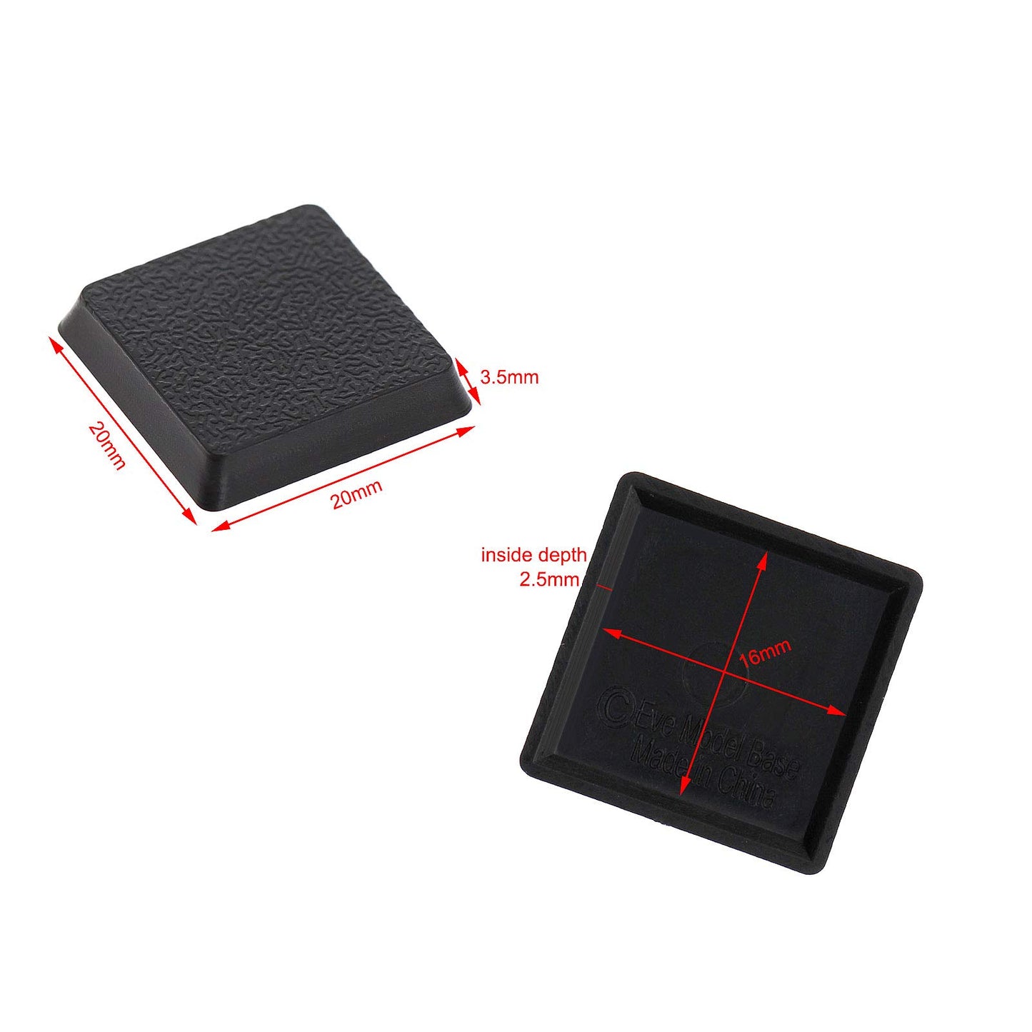 Evemodel 100Pcs 20Mm Square Black Miniature Model Bases For Tabletop Or Miniature Wargames (20Mm(0.78Inch), 100Pcs)