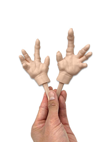 Munnygrubbers - 1 Pair Tiny Hands With Sticks - Mini Little Hand Stick Puppet - Halloween Costume - Strong Hand Prop - Scary Movies - Novelty Toy Gift - Tiktok Famous - (Creepy 1X Set)