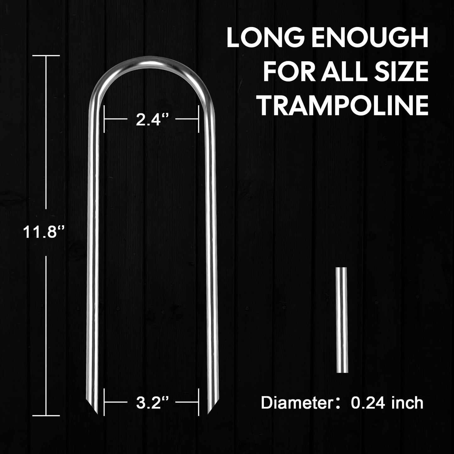 Trampolines Wind Stakes Heavy Duty U Type Sharp Ends Safety Ground Anchor Galvanized Steel For Soccer Goals, Camping Tents And H
